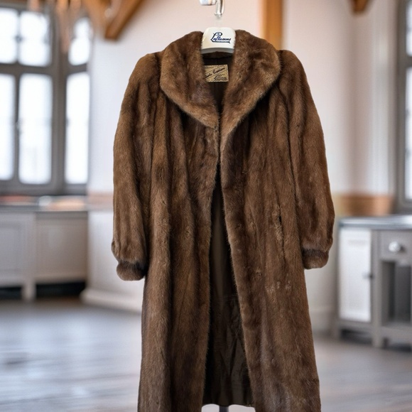 🌟 Vintage Full-Length Brown Mink Fur Coat - LaFlamme Fourrure Sz (M\L) + Bonus - Picture 4 of 16